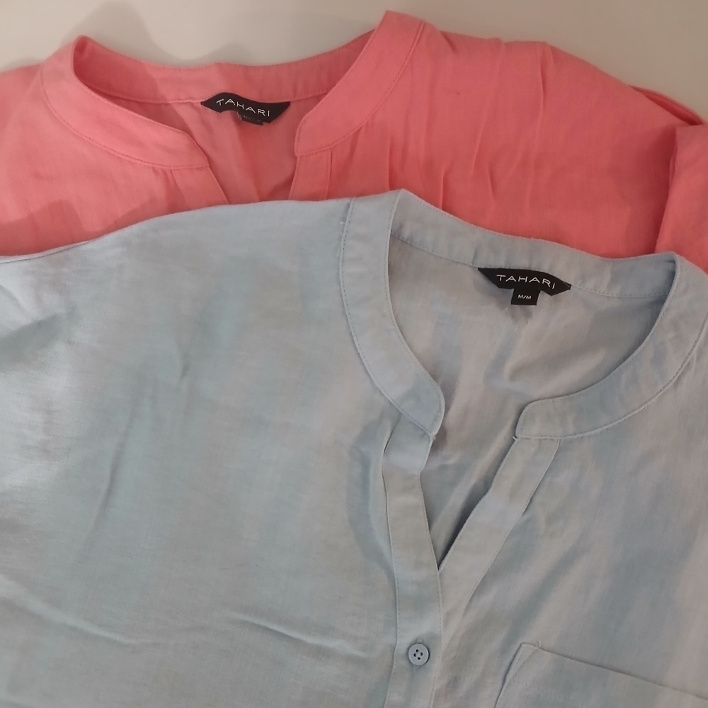 Tahari Pink and Blue Blouses